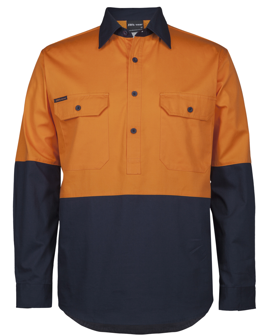 JB's Hi Vis Close Front LS 150G Work Shirt