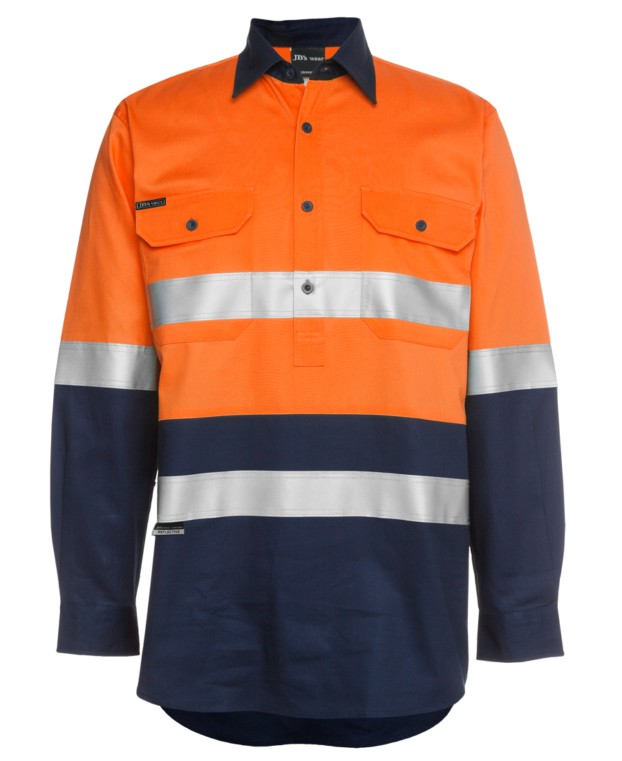 JB's Hi Vis (D+N) Close Front LS Shirt 190G - Image 4